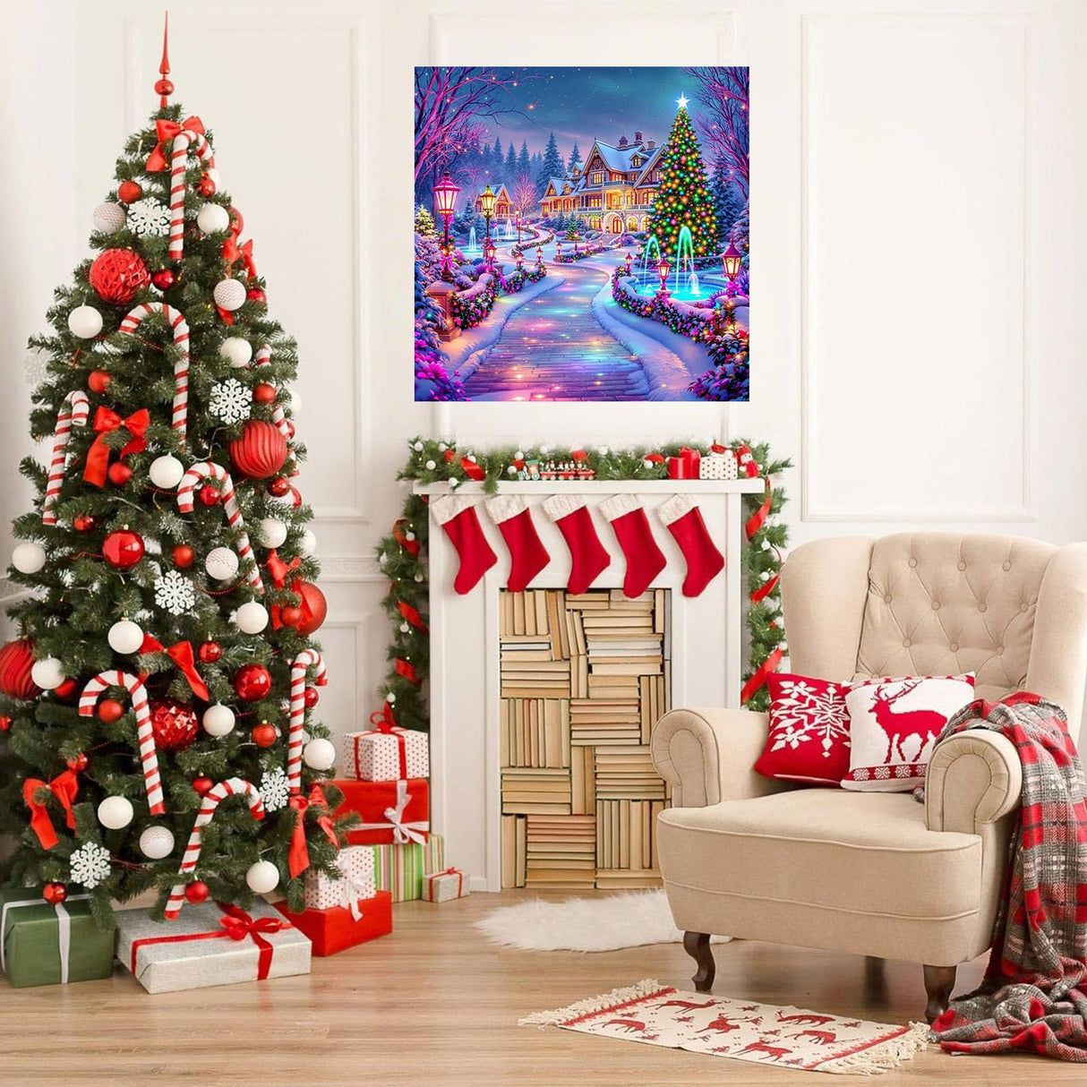 Christmas Diamond Art Kits for Adults-Winter Landscape 5D Diamond Painting Kits for Adults Beginners,DIY Full Drill Diamonds Painting Christmas Gem Art Kits for Gift and Home Decoration(14x14 inch) Arttoplus
