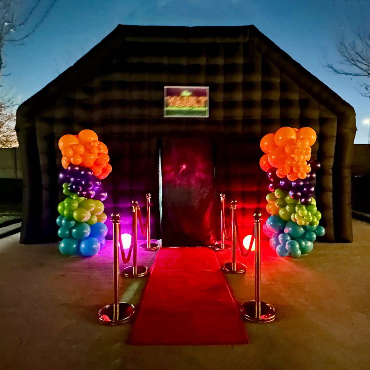 Large Black Inflatable Nightclub 20X16.5X12Ft Disco Cube Gazebo Event House with Logo Area Portable Inflatable Party Tent for Birthday, School Events, Backyard Party, Rental Business OZIS