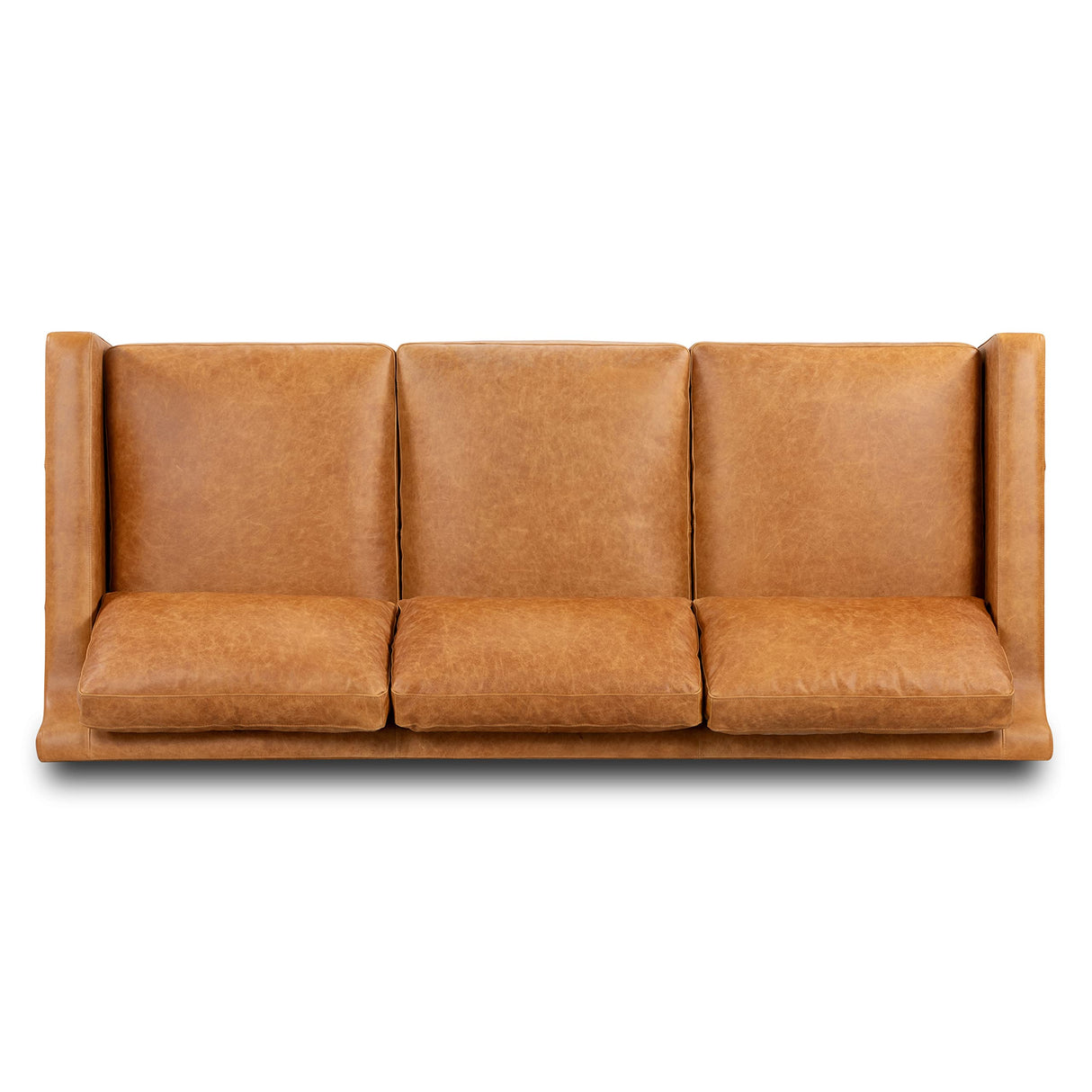 POLY & BARK Sorrento Leather Couch – 86-Inch Leather Sofa with Tufted Back - Full Grain Leather Couch with Feather-Down Topper On Seating Surfaces – Pure-Aniline Italian Leather – Cognac Tan POLY & BARK