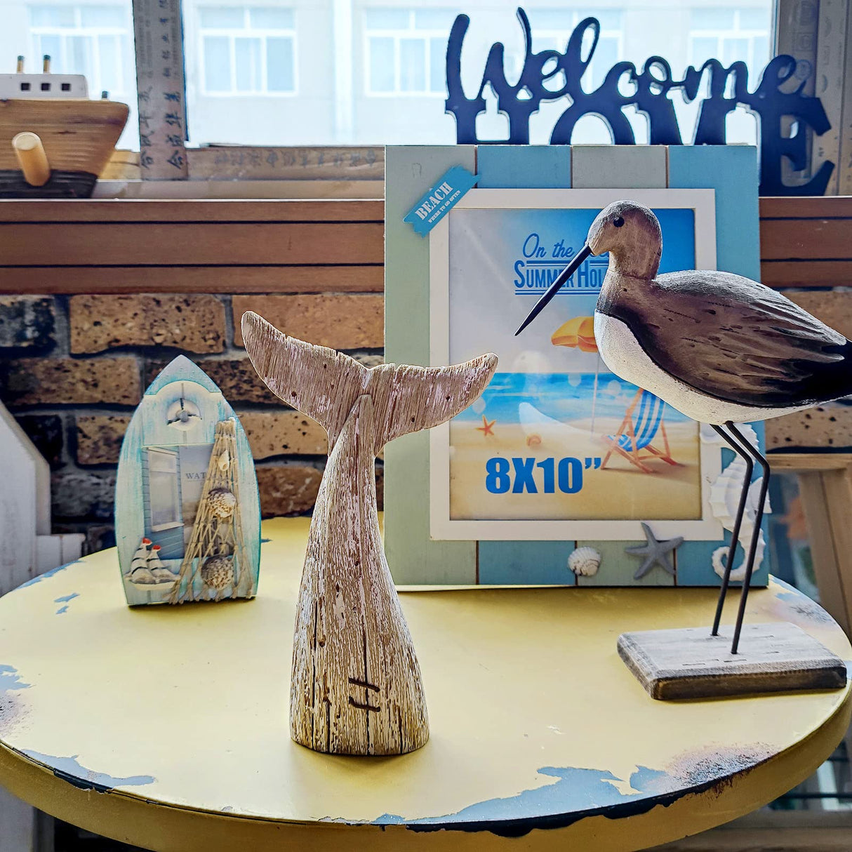 Morning View Wooden Whale Tail Decor Rustic Nautical Decor Free Standing Wood Whale Tail Statue Whale Tail Figurine Tabletop Beach House Decor Coastal Decor Ocean Sea Home Decor 8.5 Inch High (Small) Morning View