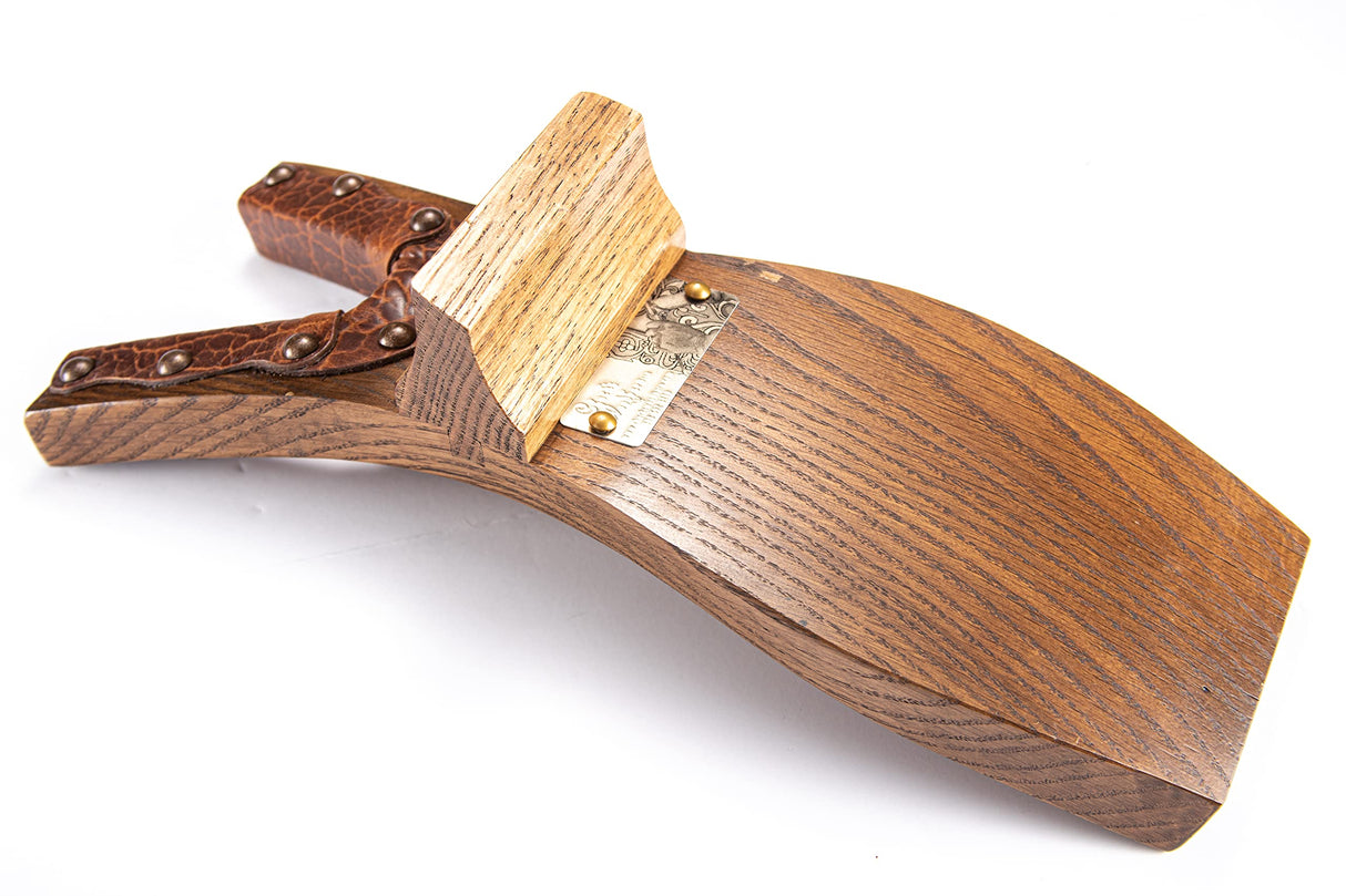 Chuck's Woodbarn - Beefcake Boot Jack Puller - Solid Oak Wood & Bison Leather - Premium Boot Accessories - Wood Boot Removal Tool For Cowboy Boots & Chuck's Woodbarn