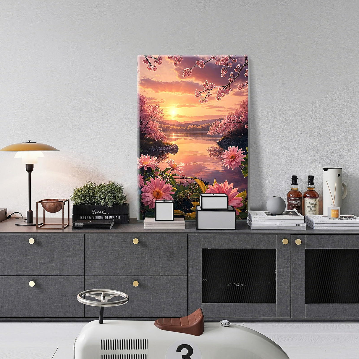 JOOZ Flowers Paint by Numbers Kit for Adults with Frame, Sunset Paint by Number with Easel, Adult Paint by Number Kits Framed Canvas, DIY Sunset Landscape Oil Painting Kit for Wall Decor 8 x 12 Inch JOOZ