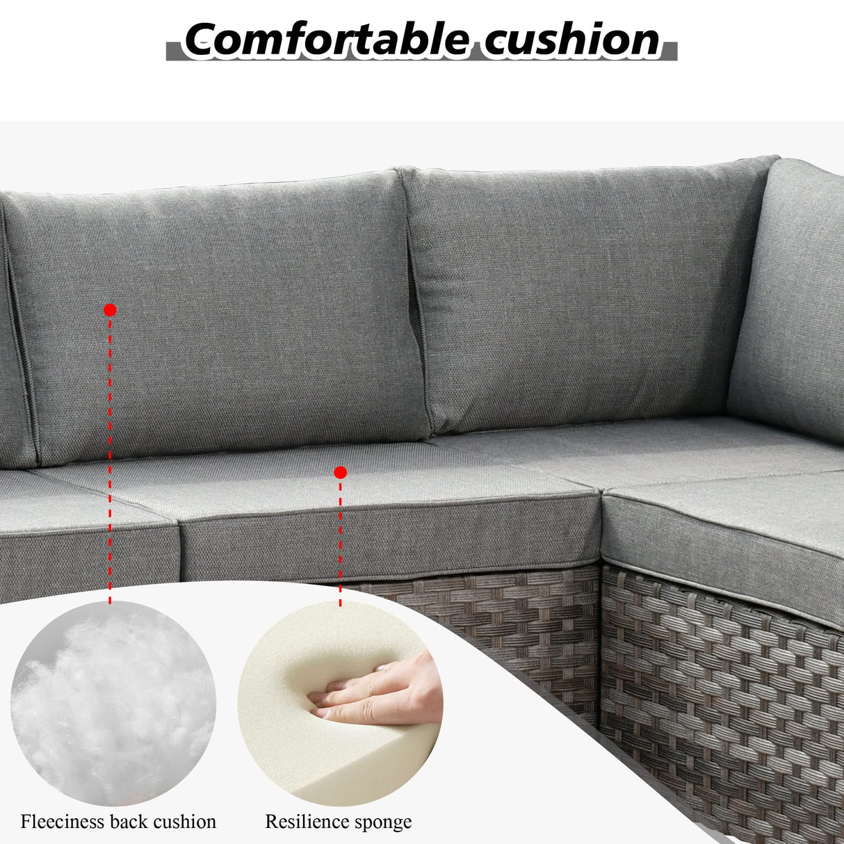 HOOOWOOO 9 Piece Modular Patio Outdoor Sectional Furniture Set with Swivel Rocking Chairs,Wicker Conversation Sofa Set,Outside Couch Set with Wide Arm(Dark Grey) HOOOWOOO