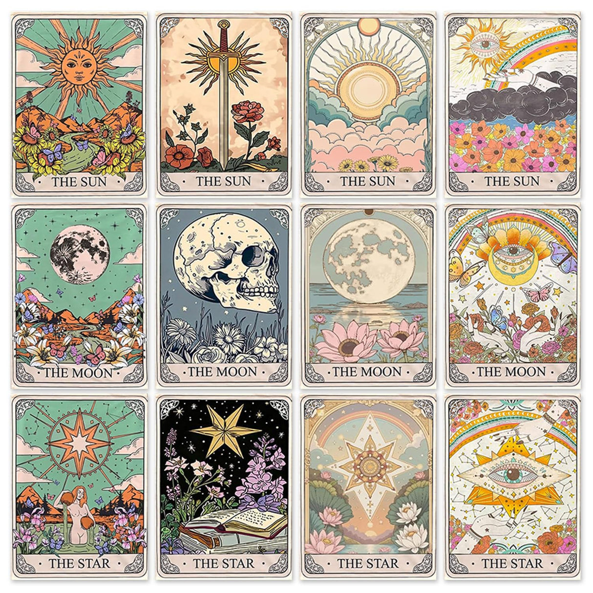 Diamond Art Kits for Adults Beginner, 12 Pack Sun and MoonDIY Modern Diamond Painting Kits 5D Diamond Dots Gem Art Crafts with Tools,Round Full Drill Funny Crafts for Home Wall Decor&Gift-9.8X13.8 in WUDWL