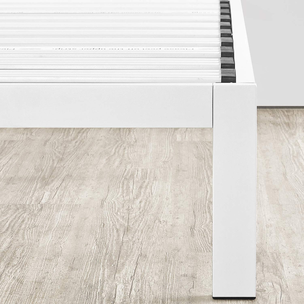 Mellow Rocky Base C 14" Platform Bed Heavy Duty Steel White, w/ Patented Wide Steel Slats (No Box Spring Needed) - Full Mellow