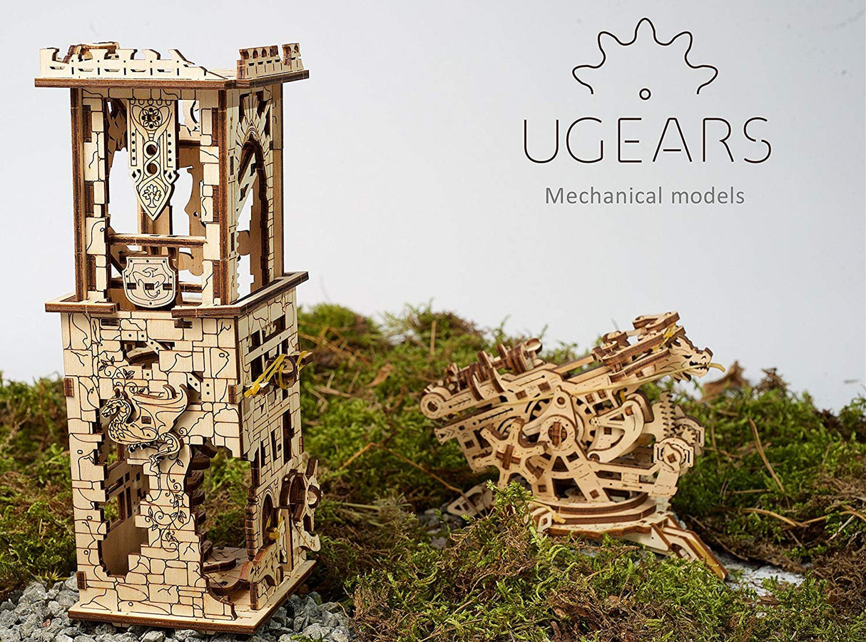 UGEARS Archballista and Tower Wooden 3D Puzzle - Mechanical Model for Self Assembly - Laser-Cut DIY Kit UGEARS