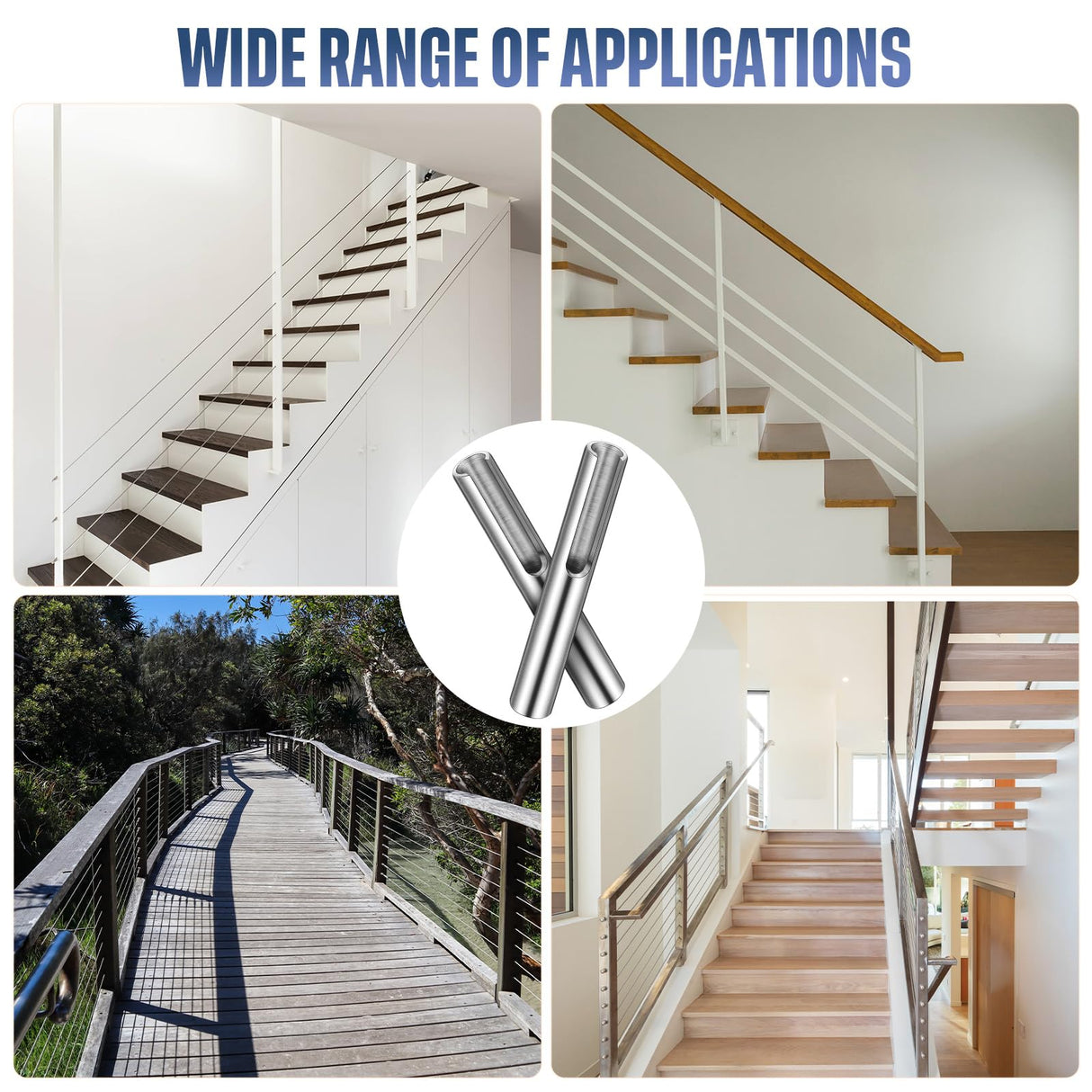 Yaocom 50 Pack 316 Stainless Steel 1/8" Invisible Cable Railing Kit Invisible Terminal Toggle Anchor Angle Stainless Steel Adjustable Cable Railing for Metal Railing Corner Post and Wall Post Yaocom