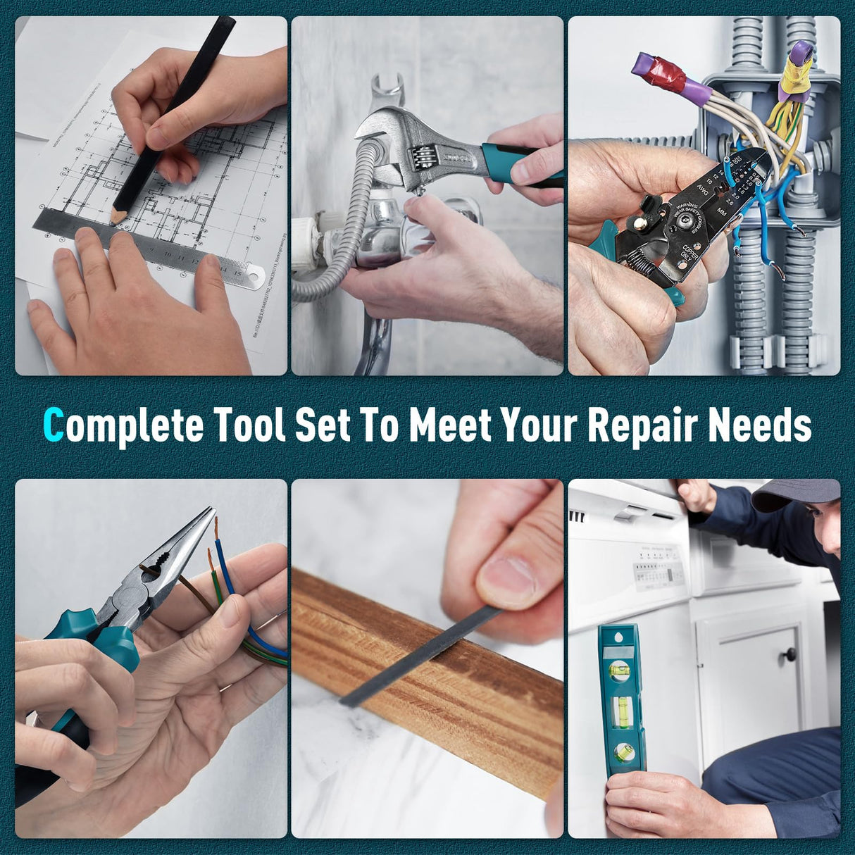 Sundpey 379-PCs Home Tool Kit - Portable Complete Household and Auto Repair Tool Set - Hand General Basic Tool Box Storage Case with Drawer - Full Basic Toolkit for Handyman & Diyer & Homeowner Sundpey