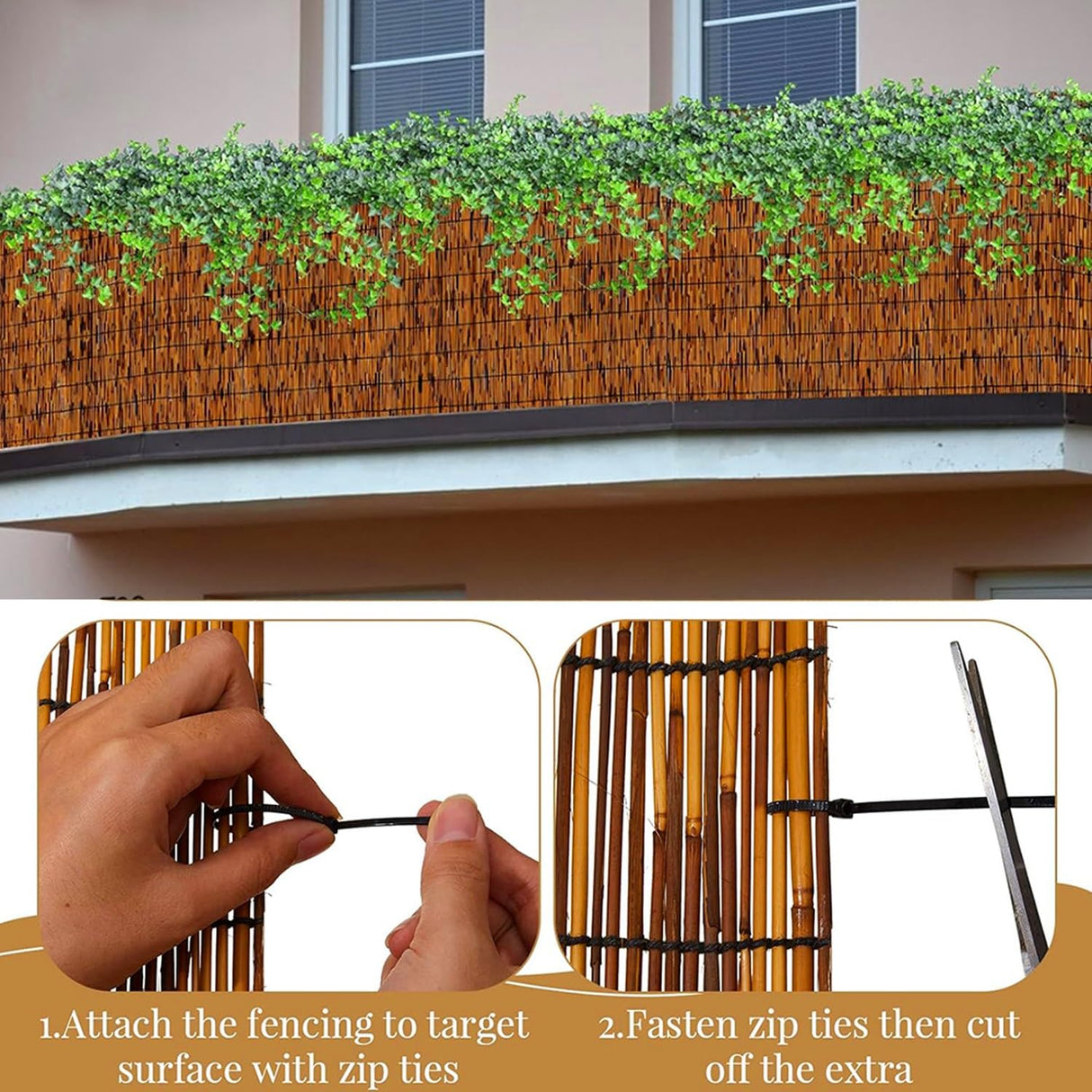 Natural Reed Fencing Rolls, Decorative Bamboo Fencing 2ft 3ft 4ft 5ft 6ft High Roll Reed Screen Curtain, Bamboo Fencing for Outdoor Balcony Patio Garden Backyard Privacy(H0.61xL5m/H2xL16.4ft) JixCJHj