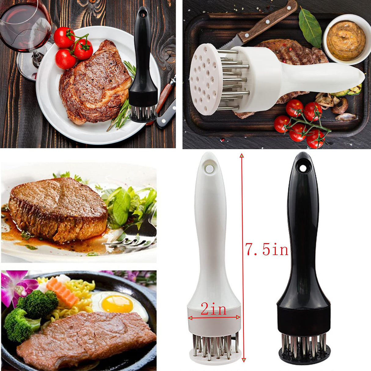 Meat Tenderizer Tool with Ultra Sharp Stainless Steel Needle Blades 2 Pack Meat Tenderizer Tool Profession Kitchen Gadgets Jacquard for Tenderizing and Cooking BBQ, Marinade, Steak, Beef, and Poultry nescope