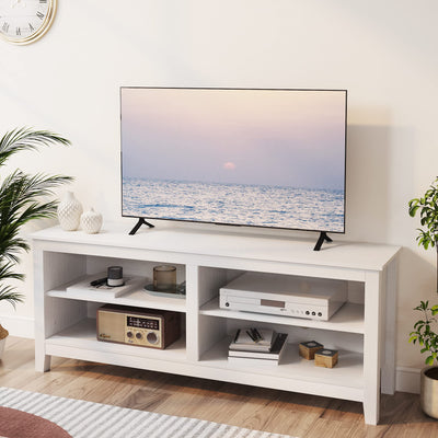 Gyger TV Stand for 65 inch TV with Storage,Modern TV Entertainment Center for Bedroom,TV Media Console Table with 4 Open Storage Shelve,55 inch Wood TV Cabinet White