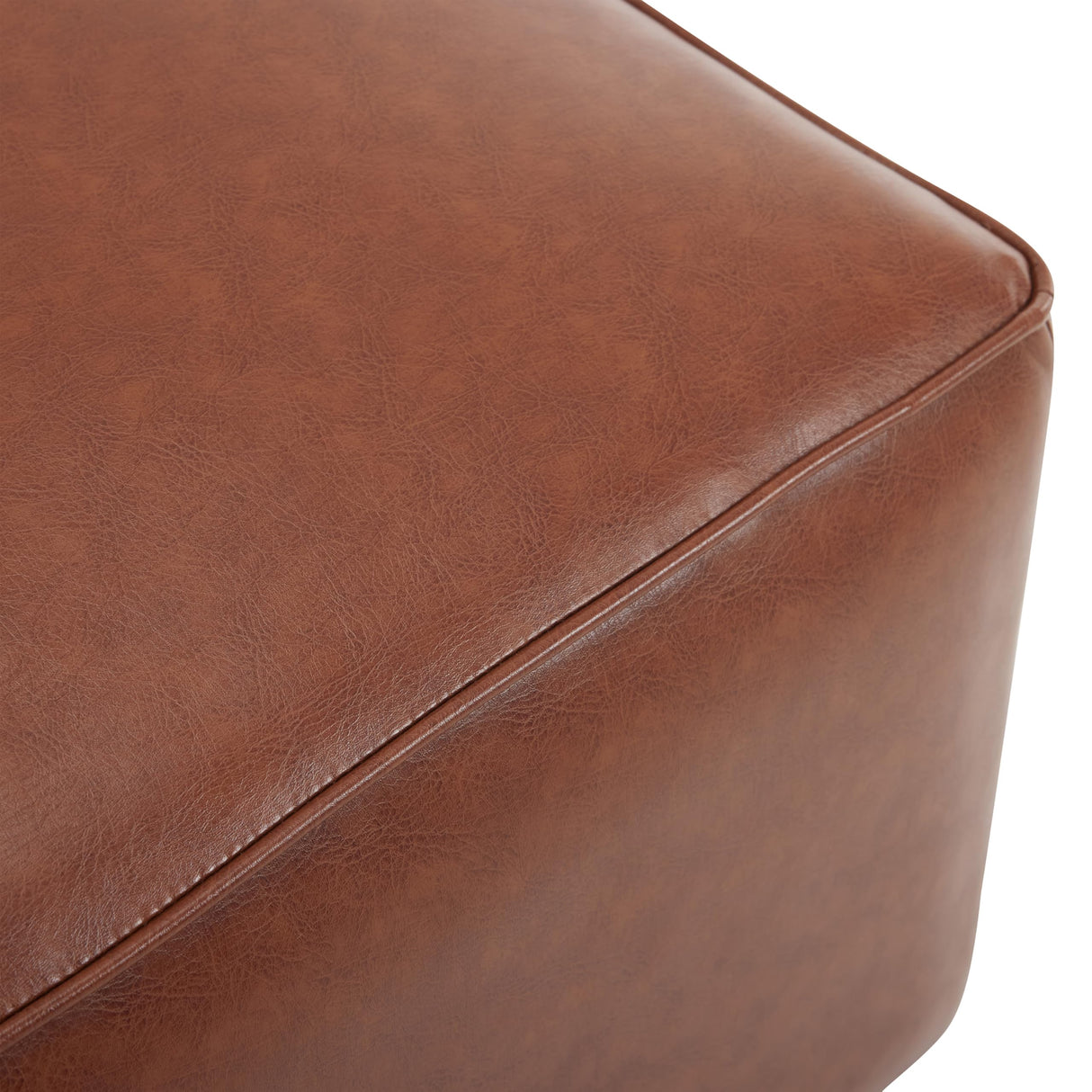 Christopher Knight Home Faux Leather Ottoman Footstool, Square Pouf Poufee Footrest Ottoman Large Seat, Modern Side Table for Living Room Bedroom Home Decor Gifts, Light Brown 30" Christopher Knight Home