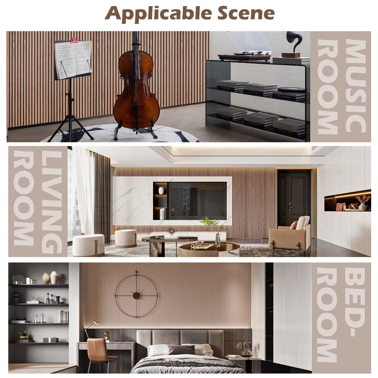 Kieacia Wood Slat Acoustic Panels for Wall and Ceiling | 3D Slat Wood Panels| Decorative Soundproof Paneling | Noise Reduction | 94.49"x 23.62" Each Box-Natural Walnut Kieacia