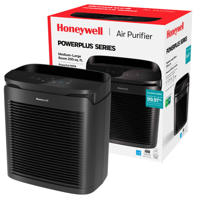 Honeywell PowerPlus HEPA Air Purifier for Home, Medium-Large Rooms, Reduces Allergens, Smoke, Wildfire Smoke, Pollen, Pet Dander and More, Black, HPA3100