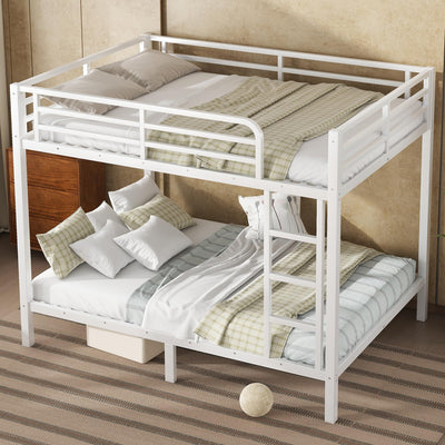 Bellemave Full Over Full Bunk Bed with Build in Ladder, Heavy Duty Bunk Beds with Full Length Guardrail, Easy Assemble, Mattress Not Included, White