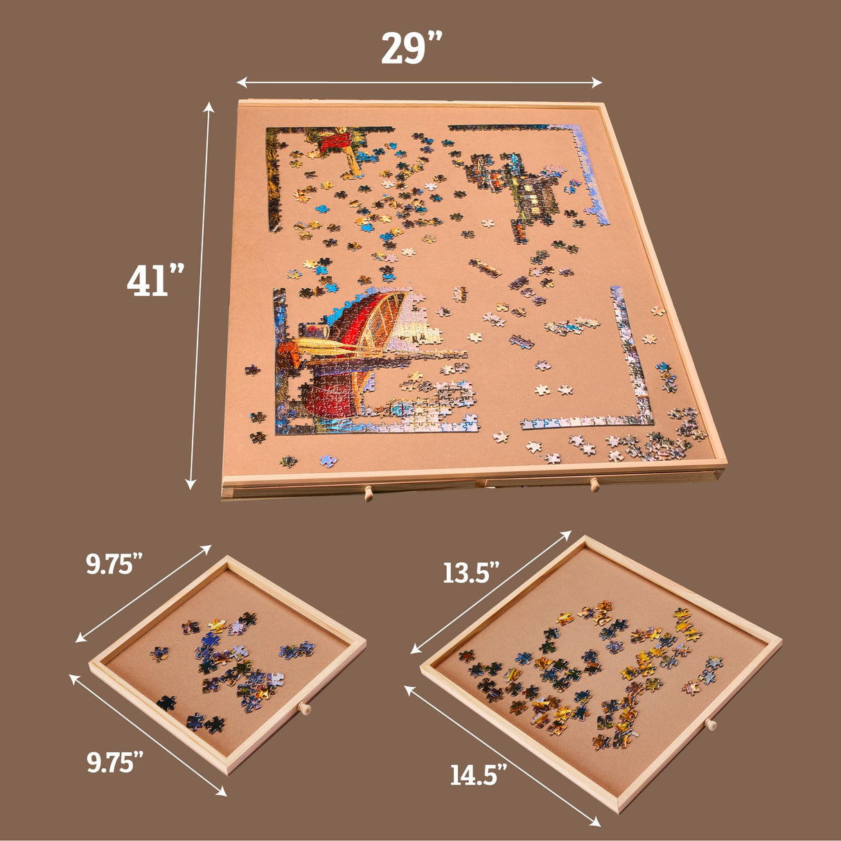 2000 Pieces Rotating Puzzle Board with 6 Storage Drawers & Protective Cover - Wooden Jigsaw Puzzle Table for 2000 Pieces - for Family Games, Home Entertainment & Puzzle Building FUNbelievable!