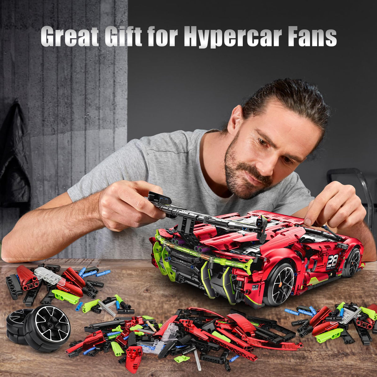 OWNONE 1 Remote Control Super Car Building Kits, 1835PCS Technique Plated Race Car Building Set for Adults Men Teens - with 5 Fast Motors, Electric Height Adjustment & Drift Spin Wheels OWNONE 1