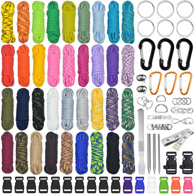 Paracord 550 Nylon Rope, Paracord Bracelets Kit, Paracord Rope, Multifunctional Paracord Kit, Suitable for Outdoor Sports and DIY Bracelets (36 Colors)