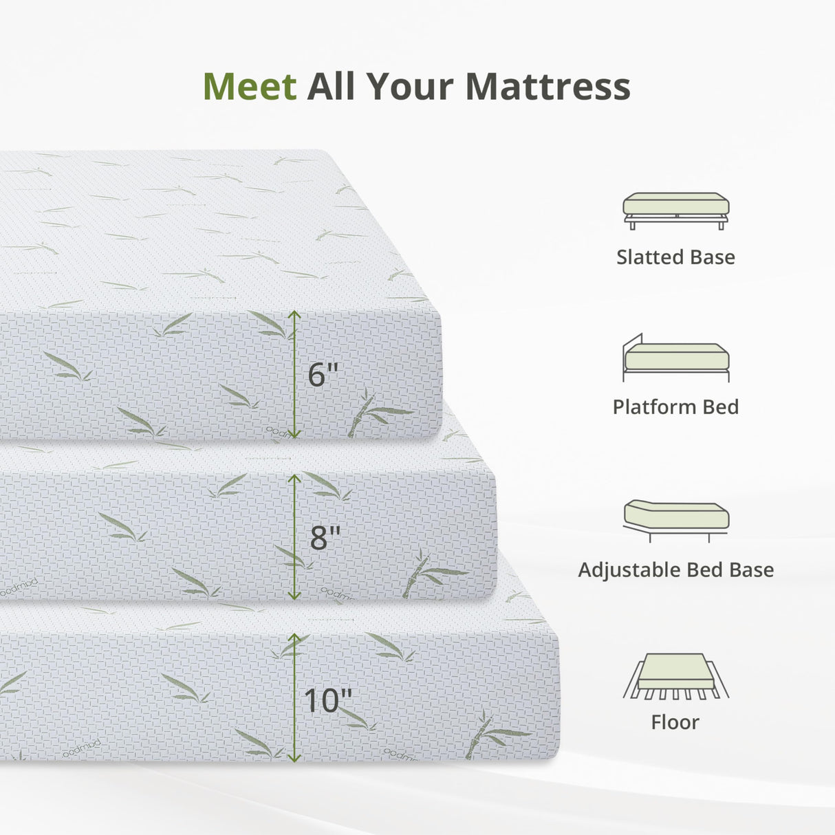EGOHOME 8 Inch Twin Size Mattress, Cooling Green Tea Gel Memory Foam for Pressure Relief, Medium Firm Support, Fiberglass Free, Bed in a Box, CertiPUR-US Certified EGOHOME