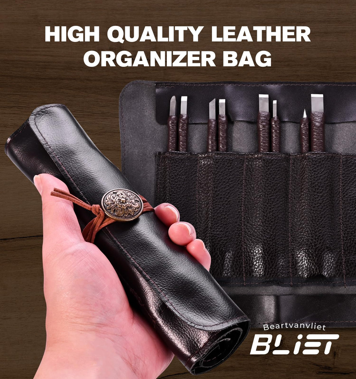 BLIET Wood Carving Set,Wood Carving Kit,Wood Carving Tools with 8 Wood Chisels with Storage Bag,Sharp Tungsten Steel Blades,Wood Chisel Sets for Professionals and Beginners Beartvanvliet