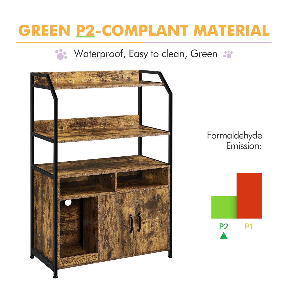 Yaheetech Cat Litter Box Enclosure, Hidden Litter Box Furniture w/Shelf & Storage Compartments, Cat Washroom, Wood Cat House, Rustic Brown Yaheetech