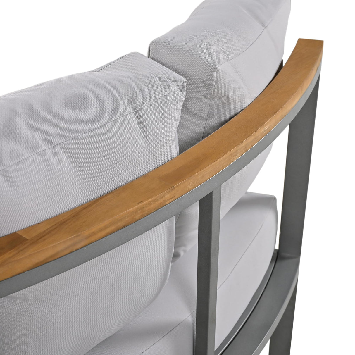 KLMM Farmhouse 4 Piece Round Outdoor Conversation Set,Patio Sectional Sofa Set with 8 Back Cushions,for Porch Lawn Garden Backyard Poolside (Gray@Round) KLMM