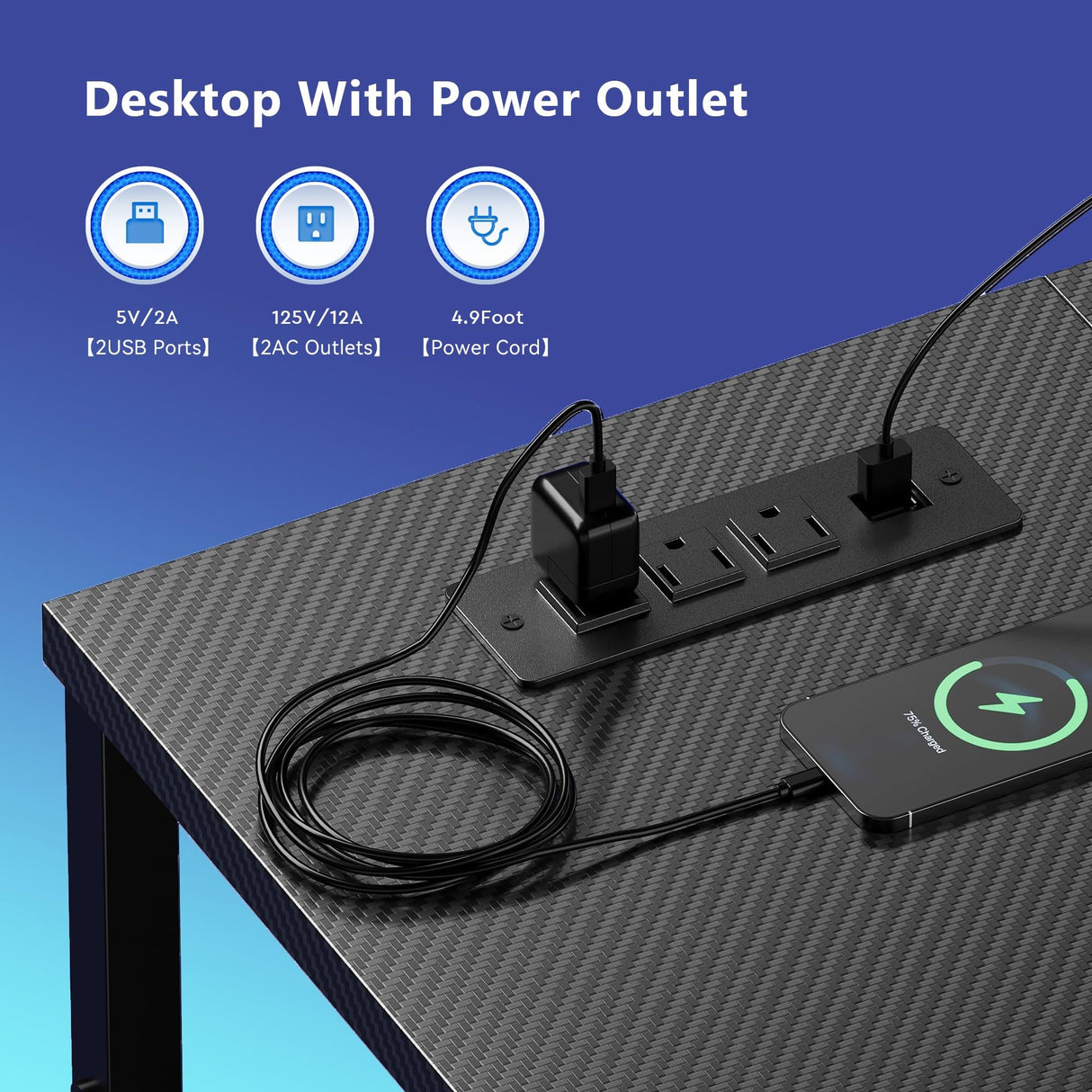 Maihail 51 inch L Shaped Desk with LED Lights & Power Outlets, Reversible Gaming Desk with Shelves & Monitor Stand, Computer Desk with Storage Side Bag,Corner Desk for for Bedroom Gaming Room, Black. Maihail