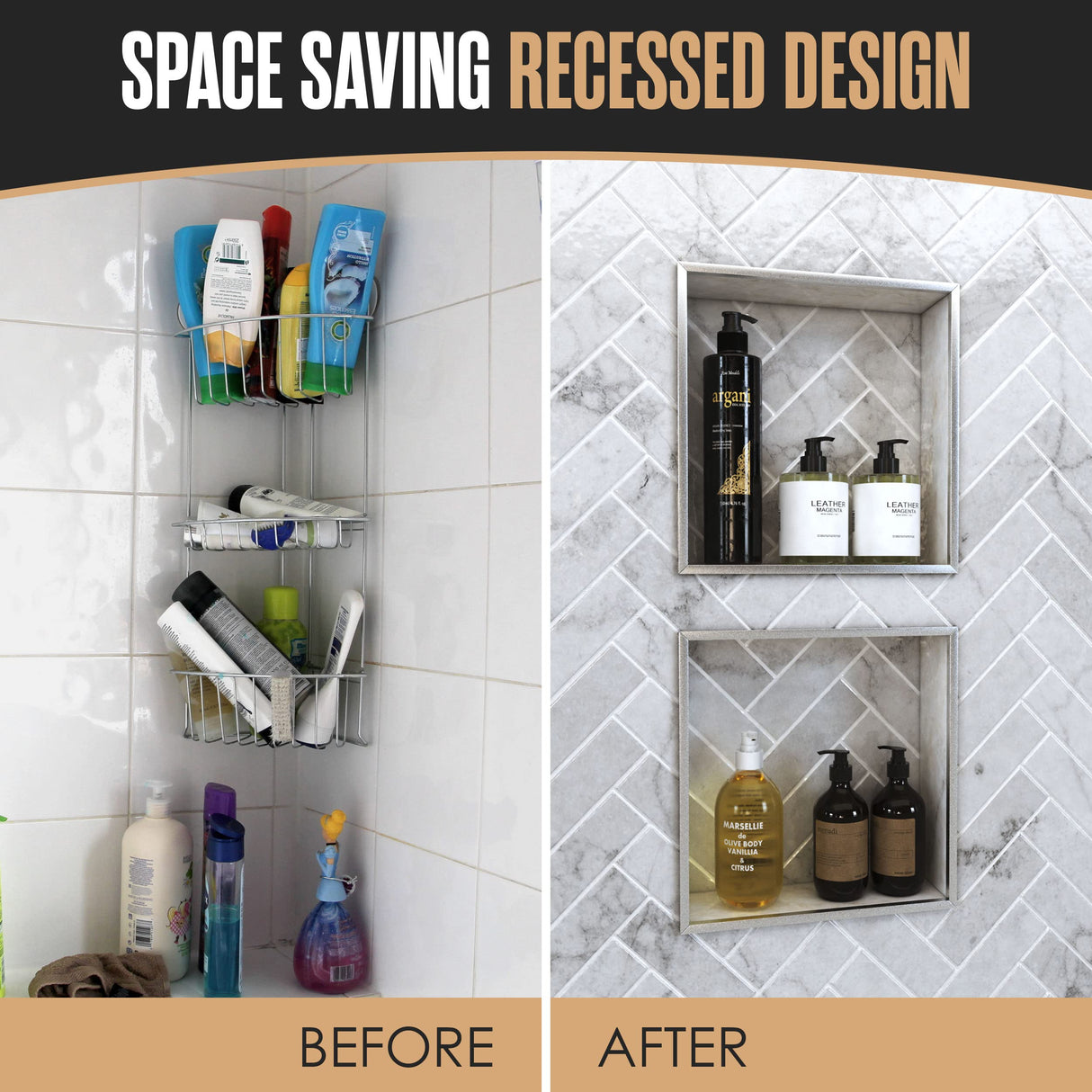 Houseables Shower Niche, Shower Niche Insert Tile Ready, Recessed Bathroom Storage, 12x28 (13x29), in Wall Shelf, Cubby Inserts, Recessed Shampoo Caddy, Inset Shelves, Built in Nook, Soap Box, Prefab Houseables