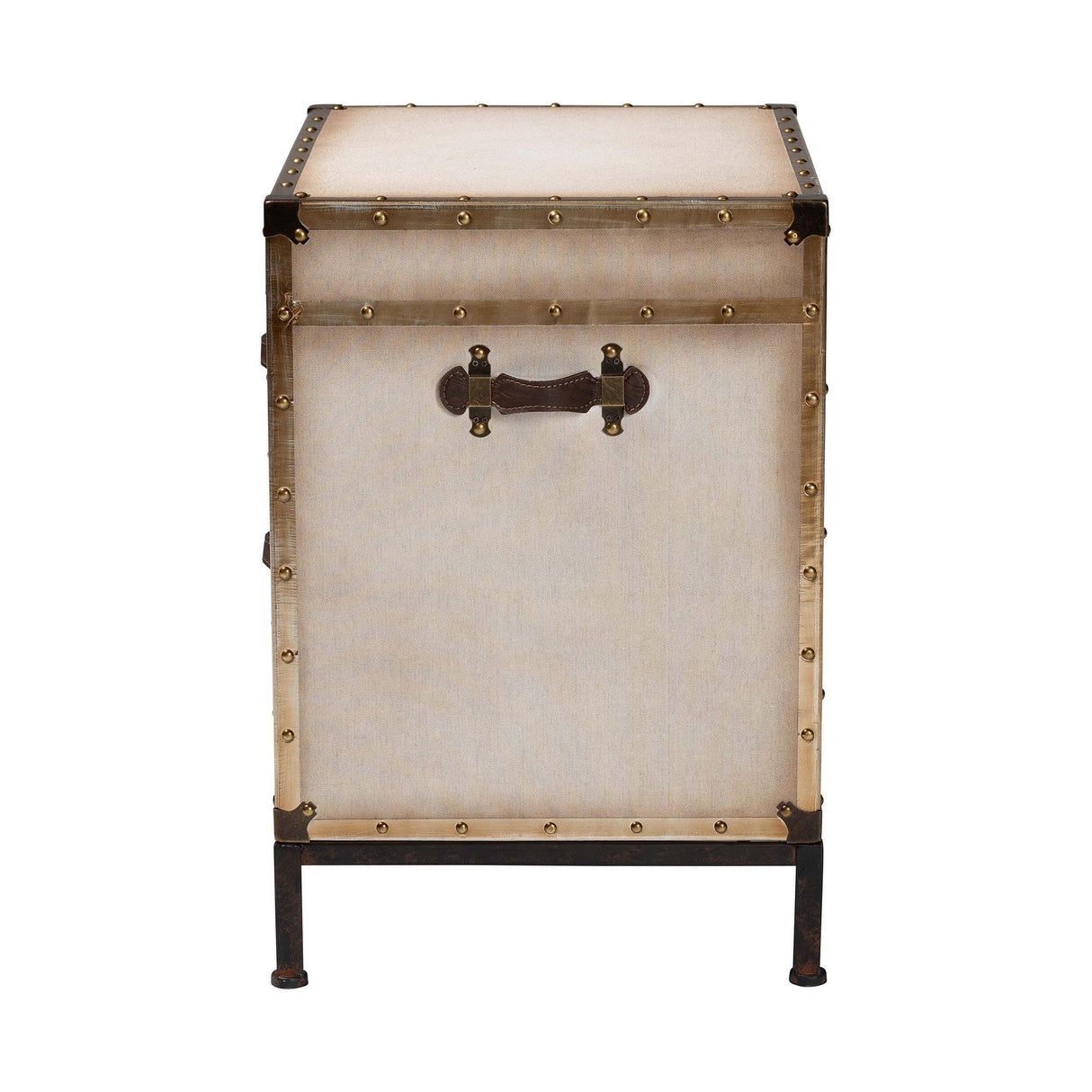 Baxton Studio Laura Vintage White Canvas 2-Drawer End Table Trunk Baxton Studio