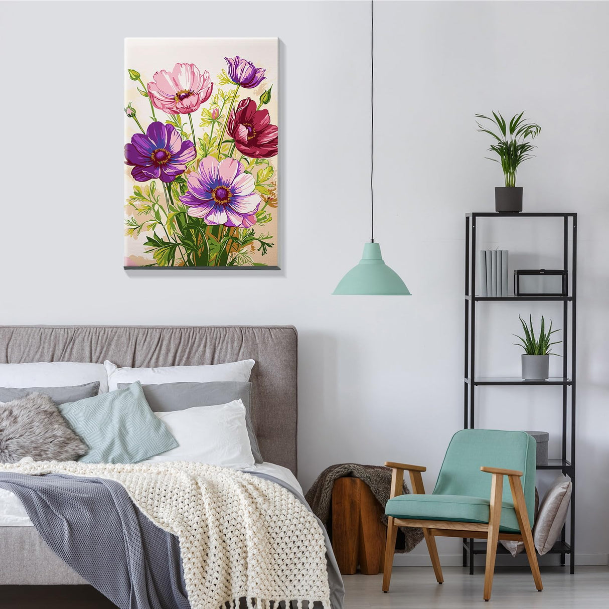 JOOZ Paint by Numbers Kit for Adults with Frame, Flowers Adult Paint by Number Kits with Easel, DIY Flowers Acrylic Oil Painting Kit Framed for Home Wall Decor 8x12 Inch JOOZ