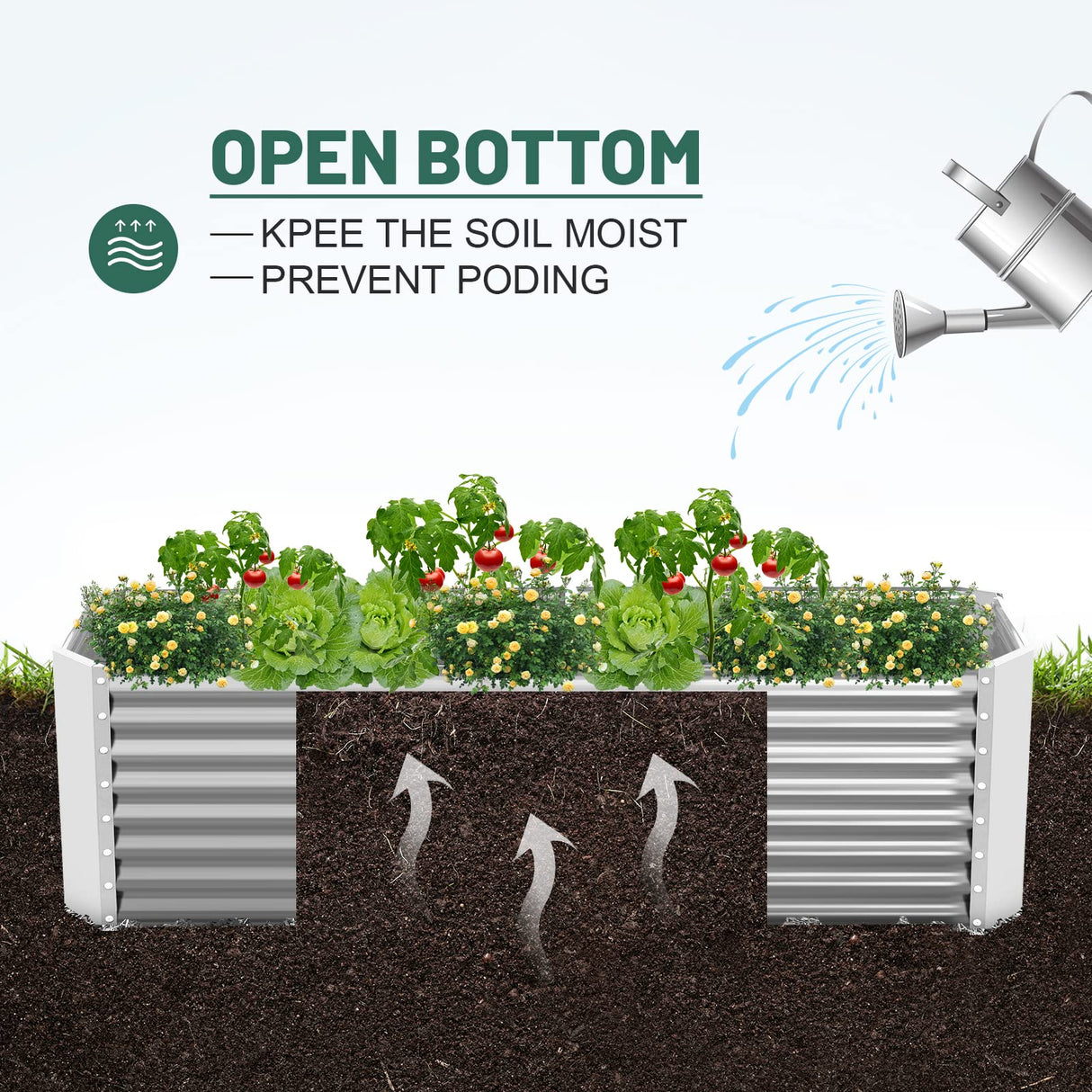 Land Guard 8×4×2 ft Galvanized Raised Garden Bed Kit, Galvanized Planter Raised Garden Boxes Outdoor, Large Metal Raised Garden Beds for Vegetables. Land Guard