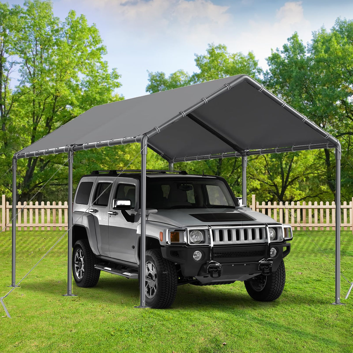 Outdoor Carport 10x20ft Heavy Duty Car Tent, Portable Garage Canopy Storage Shed, Car Shelter, All-Season Tarp Tent for Car, Party (GY) Grezone