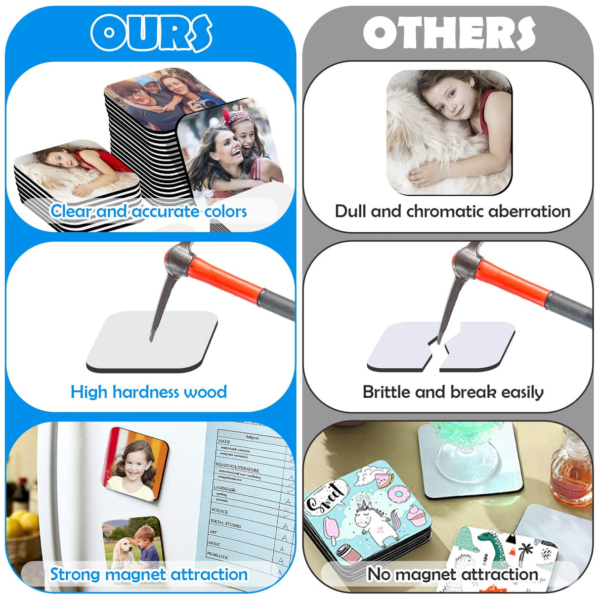 Sublimation Blank Fridge Magnets for Home Kitchen Refrigerator Microwave Oven Wall Door Decoration or Office Calendar with 30 Pcs Sublimation Printing Square Blank, 30 Pcs DIY Metal Magnetic Cruzix