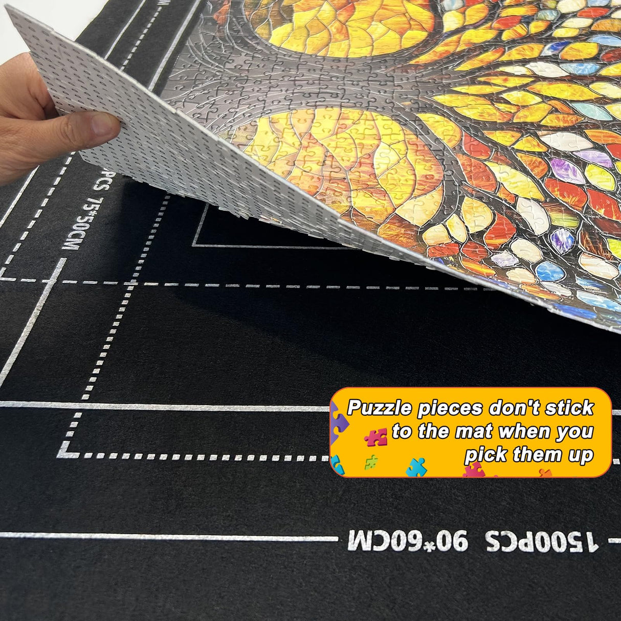 Napzy Puzzle Mat-Jigsaw Puzzles Matt Roll Up to 1500pcs Roll-up Puzzled Board Puzzling Organizers and Storage with 8PCS Jigsaws Sorting Trays, Drawstring Storages Bag Portable Jigsawn Keeper Saver Napzy