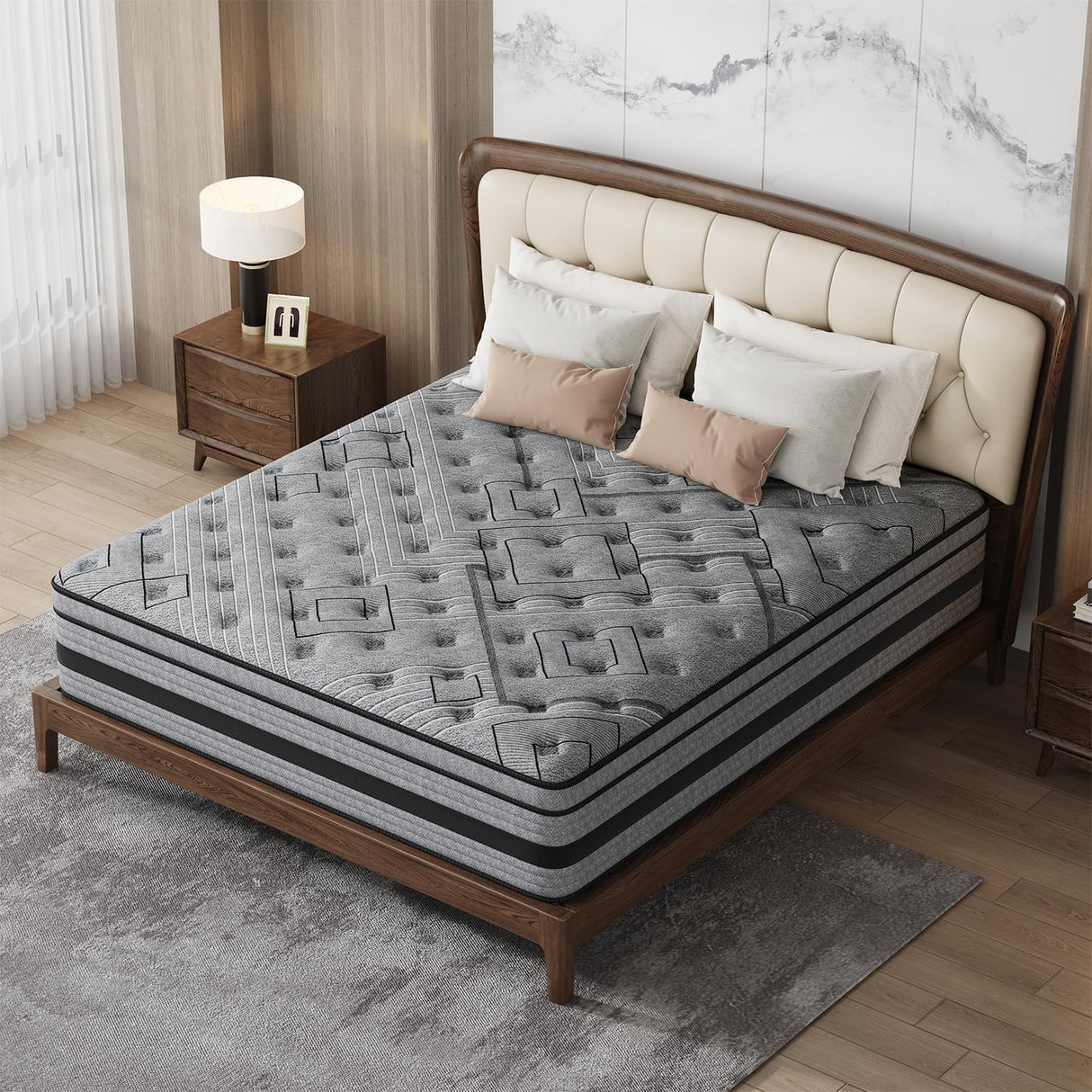 gunugu Twin Mattress 12 Inch,Twin Size Mattresses in a Box,Hybrid Memory Foam Mattress with Individual Pocket Spring for Motion Isolation & Silent Sleep & Lumbar Support & Pressure Relief,Medium Firm gunugu