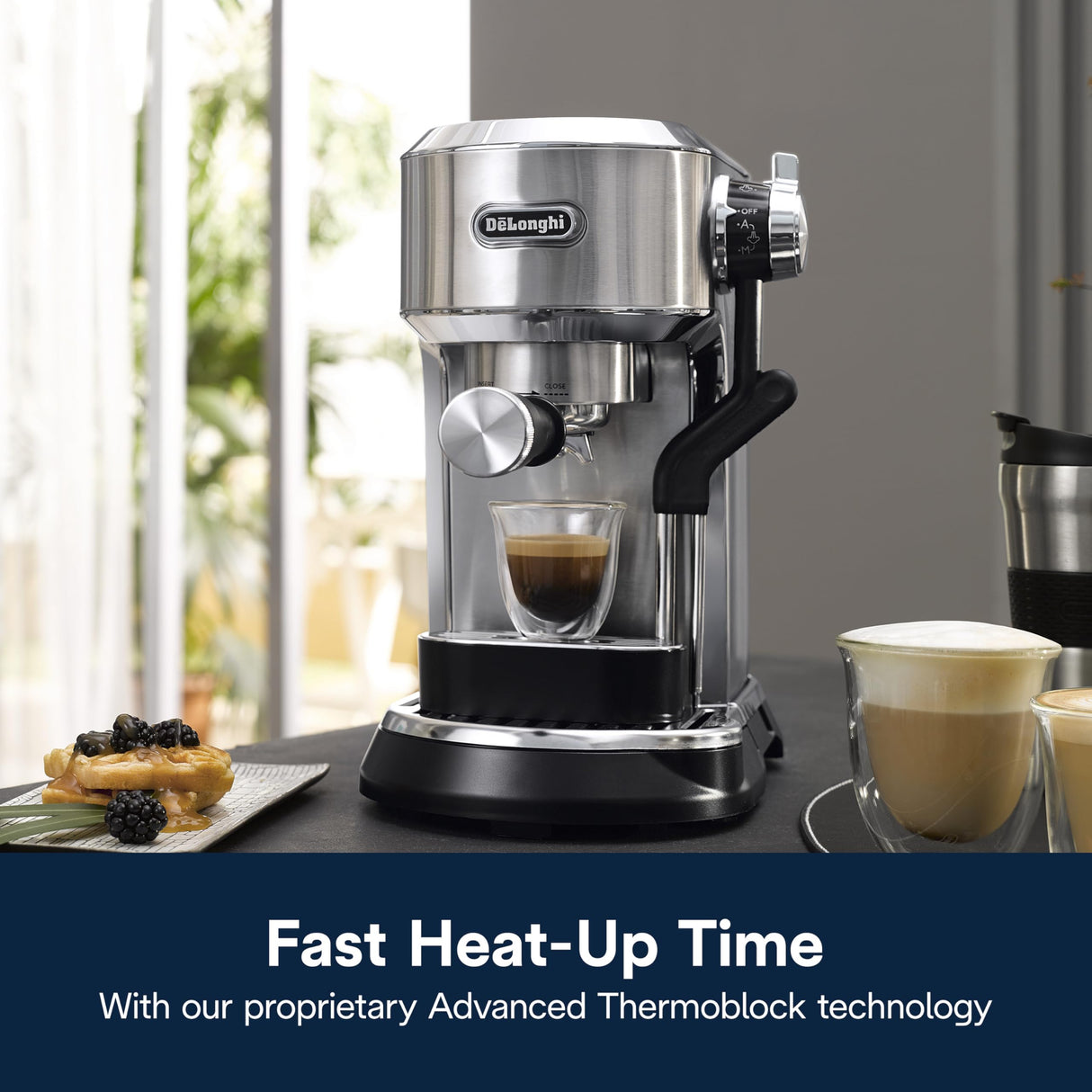 De'Longhi Dedica Maestro Plus Espresso Machine with Automatic Steam Wand for Latte, Cappuccino, Coffee, Stainless Steel, EC950M De'Longhi