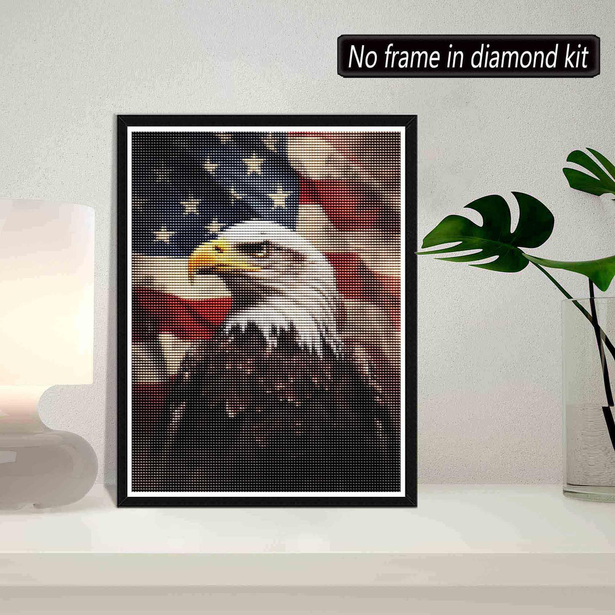 SKRYUIE 5D Eagle Diamond Painting Kits - DIY Diamond Art Kits for Adults American Flag, Full Round Drill - Crystal Cross Stitch - Adults Craft for Wall & Office Decor - 12x16 inch SKRYUIE