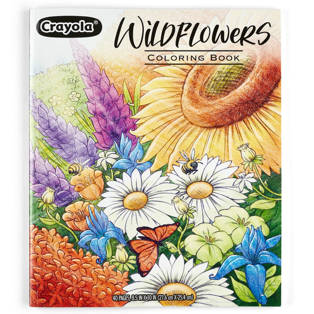 Crayola Wildflower Coloring Book (40 Pages), Premium Adult Coloring Pages, for Stress Relief and Relaxation, Gift for Adults Crayola