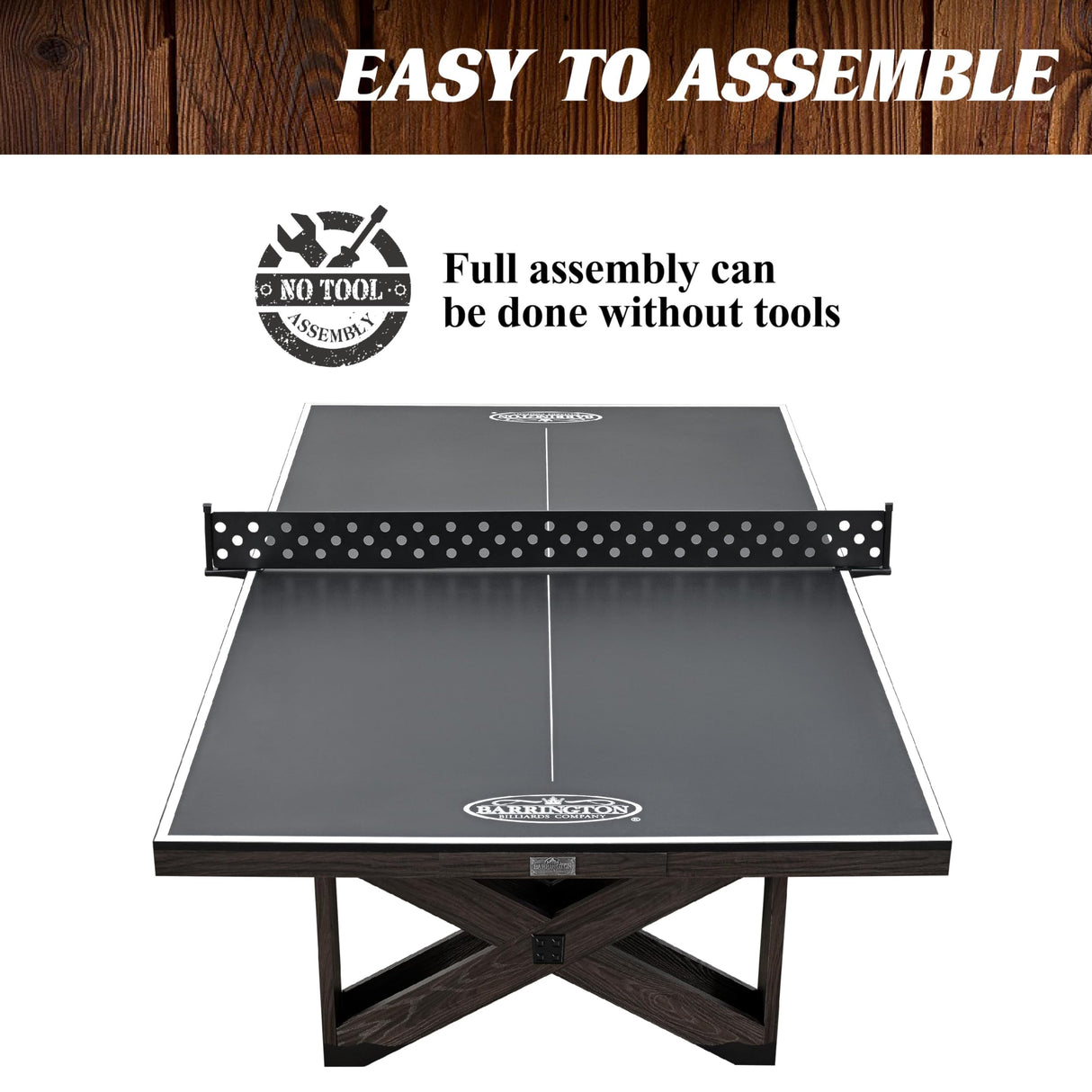 Barrington Billiards Fremont Collection Official Size Table Tennis Table, Black Top/Brown Frame Barrington Billiards