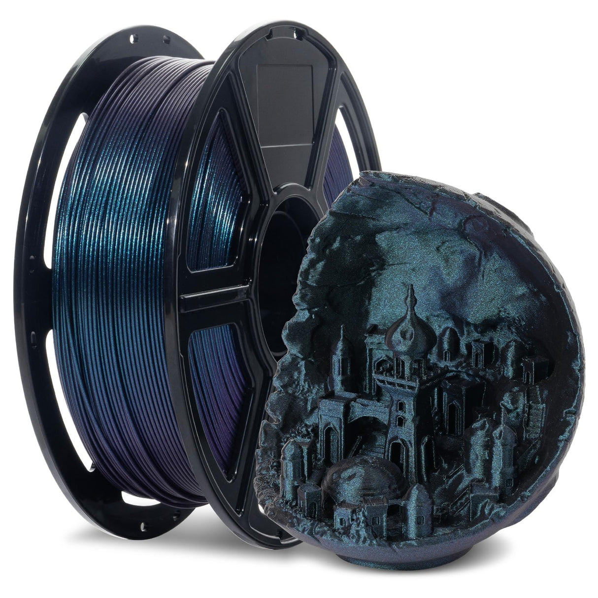 FLASHFORGE Rapid PLA Filament 1.75mm +/- 0.02mm Burnt Titanium, Max 500mm/s High Speed Printing, 3D Printer Filament 1kg(2.2lbs), Changing Colors with Light, Perfectly Hide The Layer Line FLASHFORGE