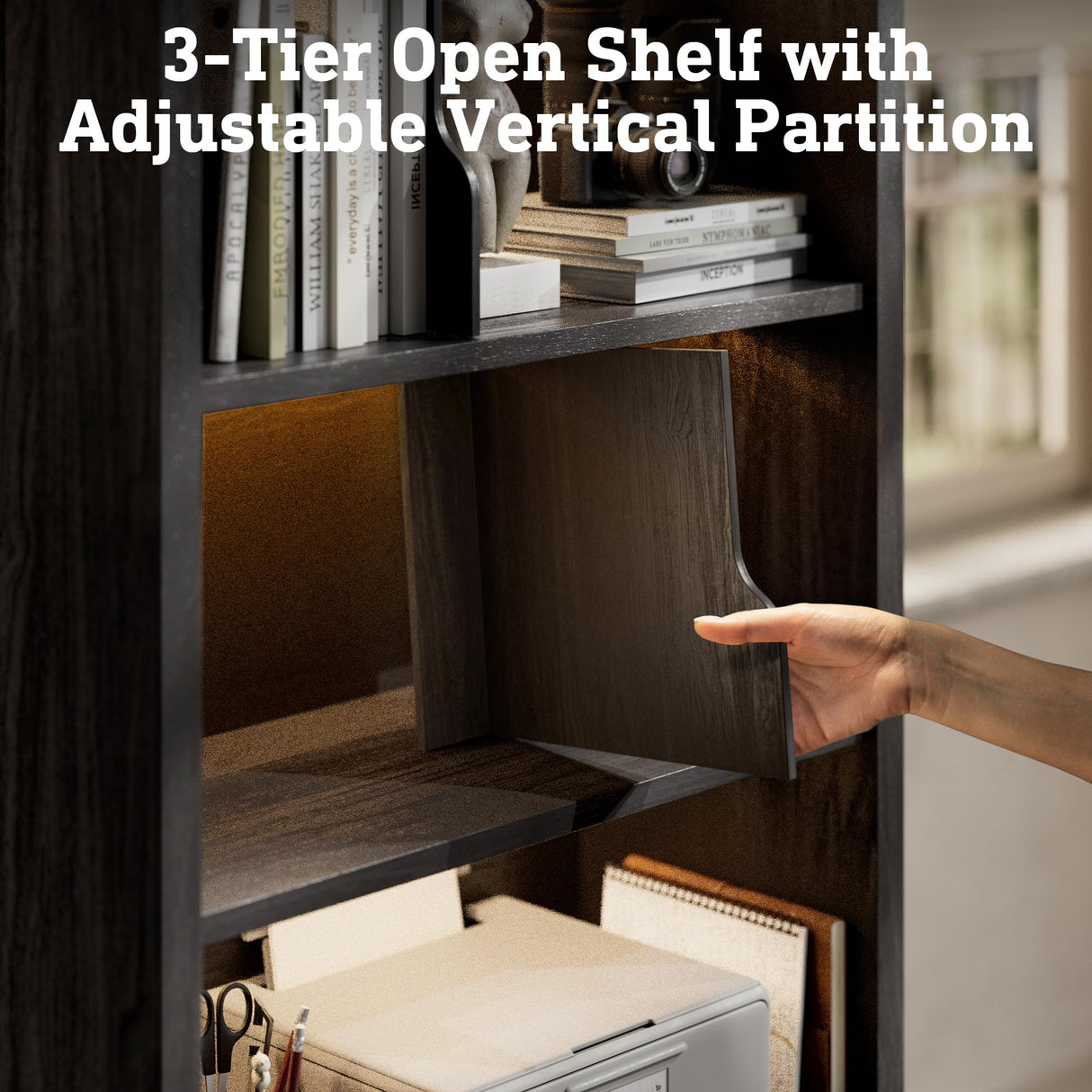 STO'SENSE 72.2" Tall Bookshelf & Bookcase with LED Lights, 6-Tier Bookshelf with Drawer and Open Shelves, Modern Display Storage Cabinet with Doors for Home Office, Living Room, Bedroom (1 Piece) STO'SENSE