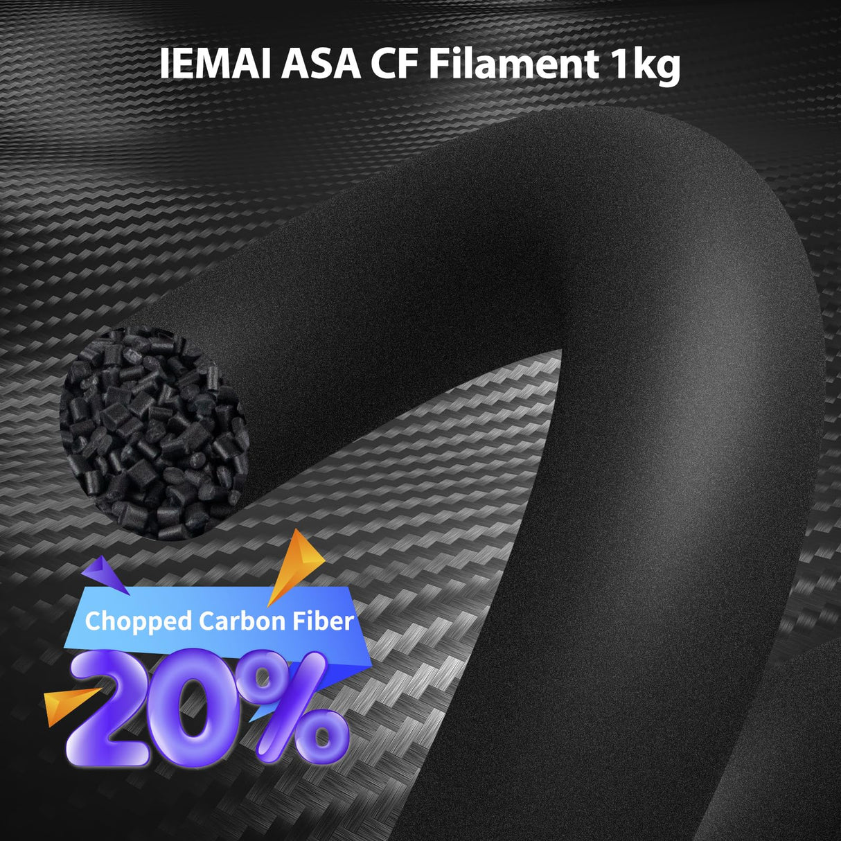 IEMAI Carbon Fiber ASA Filament 1.75mm, UV/Weather/Heat-Resistant ASA-CF, High Strength & Impact Resistance 3D Printer Filament for Functional Outdoor Parts, Black 1kg Spool IEMAI