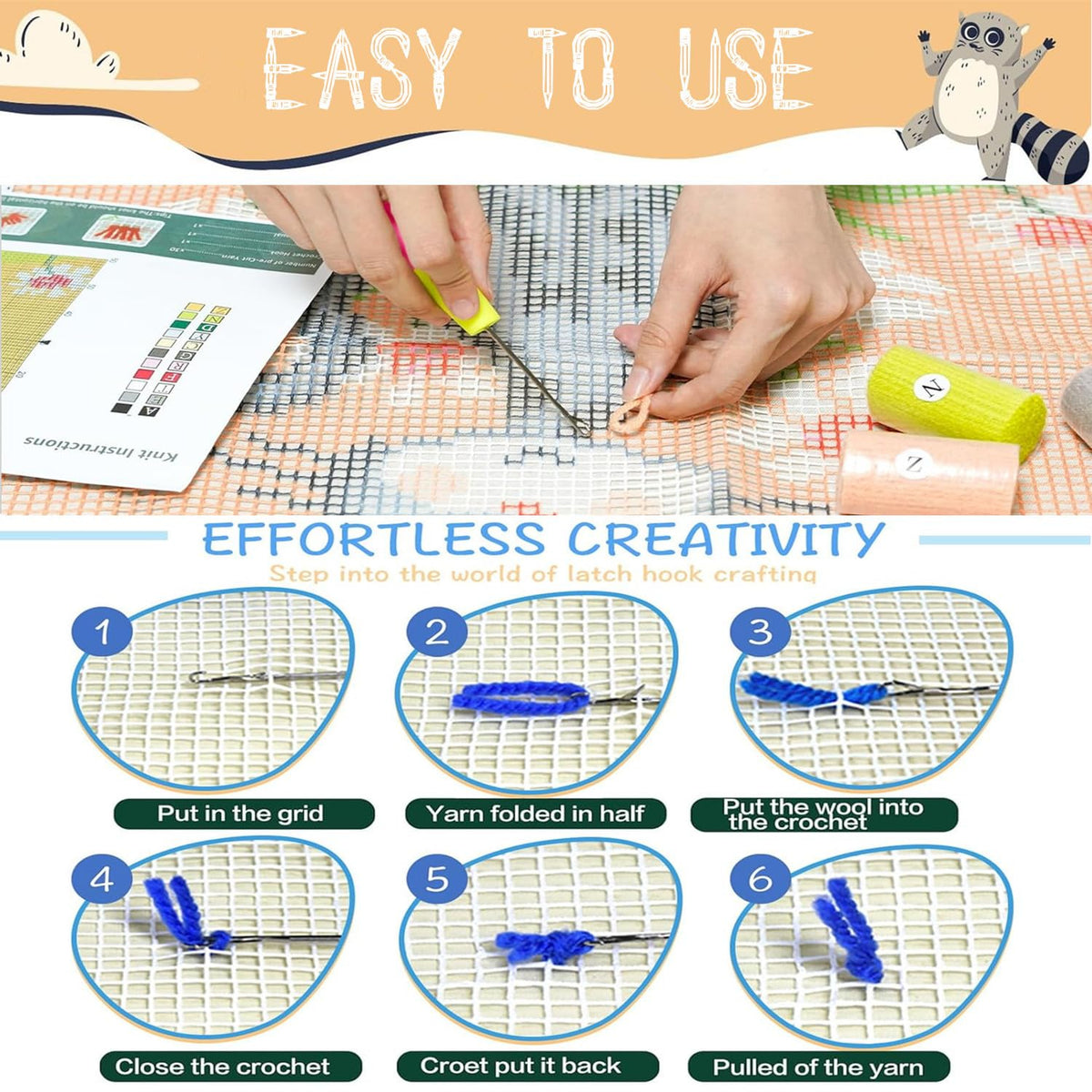 EMISTEM Latch Hook Kits for Adults - DIY Latch Hook Rug Kits for Kids, Crochet Kit for Beginners, Rug Making Kits with Printed Canvas, Gift Packaging.(Colorful Hot Air Balloons, 20x15) EMISTEM