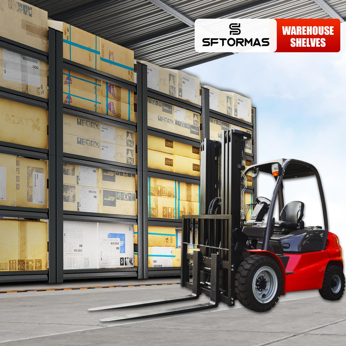 SFTORMAS 87" H Garage Shelving Heavy Duty Storage Shelves Adjustable 5 Tier Metal Shelves for Garage Warehouse Basement Industrial Utility Racks,Black SFTORMAS