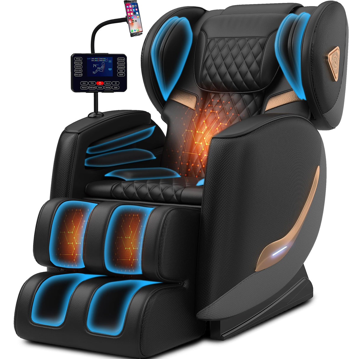 Massage Chair Full Body, Zero Gravity Massage Chair 2026 Recliner with 10 Fixed Rollers, 20 Auto Massage Modes, 8 Airbag, Waist and Back Heating, Bluetooth, Touch Screen Controller (Upgraded Black) LetvbRFxy