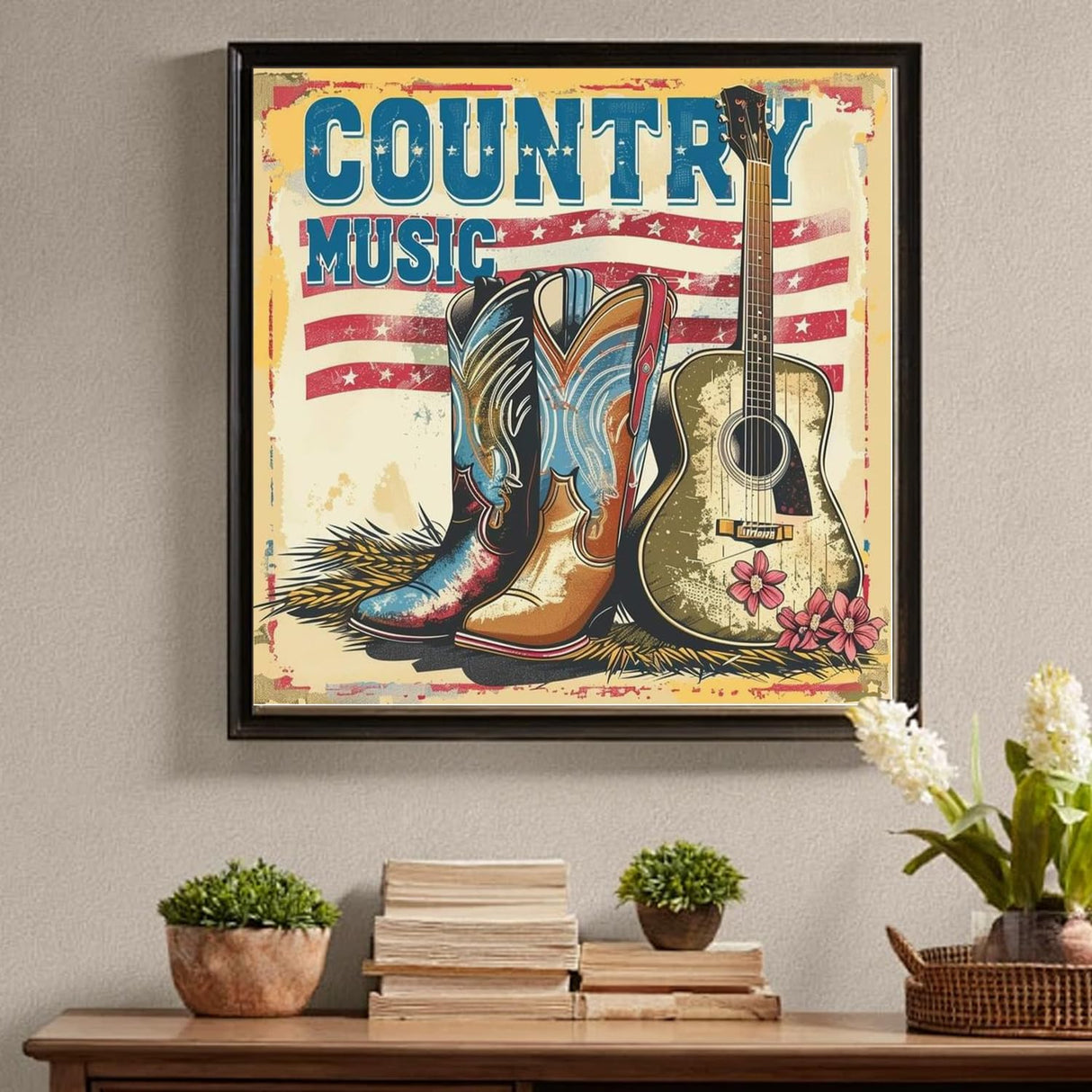 RYMILIE Diamond Art Kits for Adults-Country Music Diamond Art Kits for Beginners-DIY 5D Cowboy Boots Diamond Painting Kit for Home Wall Decor Gifts【13.7x13.7inch】 RYMILIE