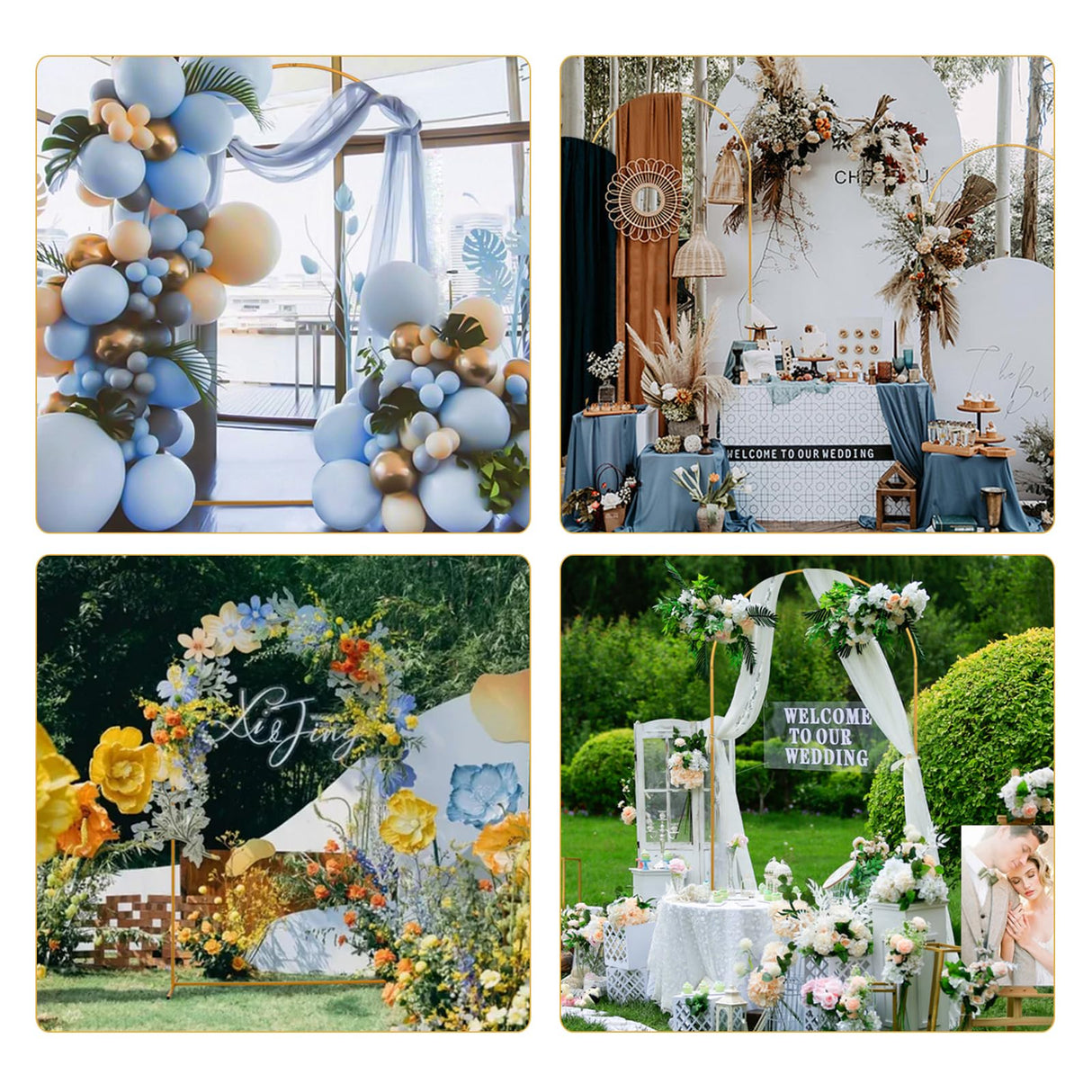 yumiaohe 7.2FT Metal Wedding Balloon Arch Stand Gold Stable Backdrop Stand Arch Frame for Birthday Party Bridal Baby Shower Christmas Ceremony Decoration yumiaohe
