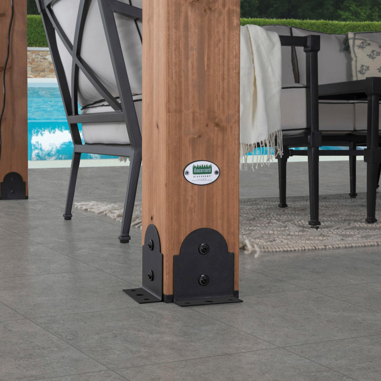 Backyard Discovery Barrington 12 ft. x 10 ft. Hip Roof Cedar Wood Gazebo Pavilion, Shade, Rain, Hard Top Steel Metal Roof, All Weather Protected, Wind Resistant up to 100 mph, Holds up to 6450 lbs Backyard Discovery