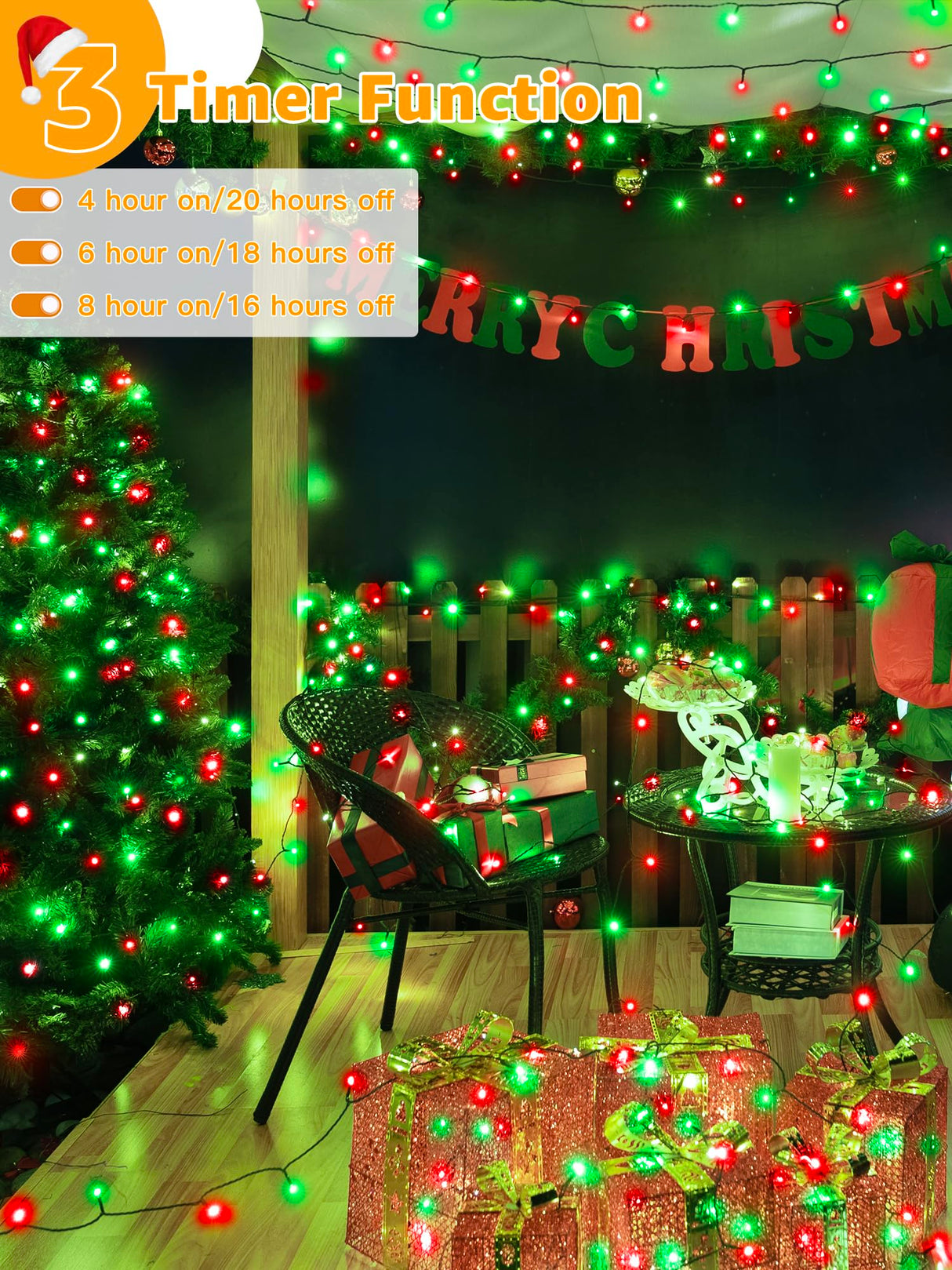 BrightChristmas 500 LED 164 FT Christmas Lights, Waterproof String Lights with Remote and Timer, Christmas Tree Lights with 8 Modes Dimmable, Fairy Lights for Holiday Decor (Red and Green) BrightChristmas