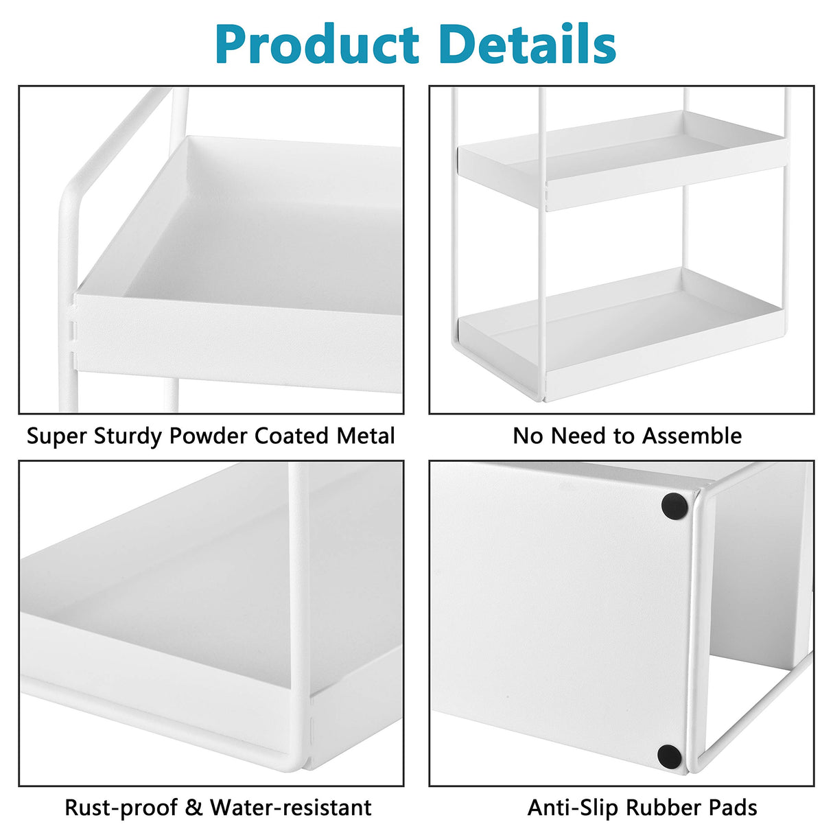 3-Tier Bathroom Countertop Organizer Vanity Tray Cosmetic & Makeup Storage Kitchen Spice Rack Standing Shelf, White Aisung